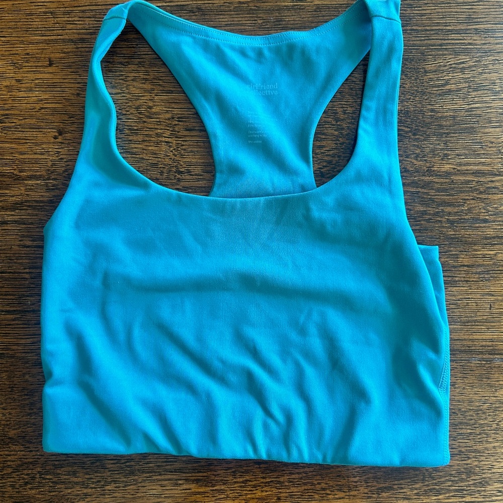 Girlfriend collective Racerback Sports Bra - Teal Blue
